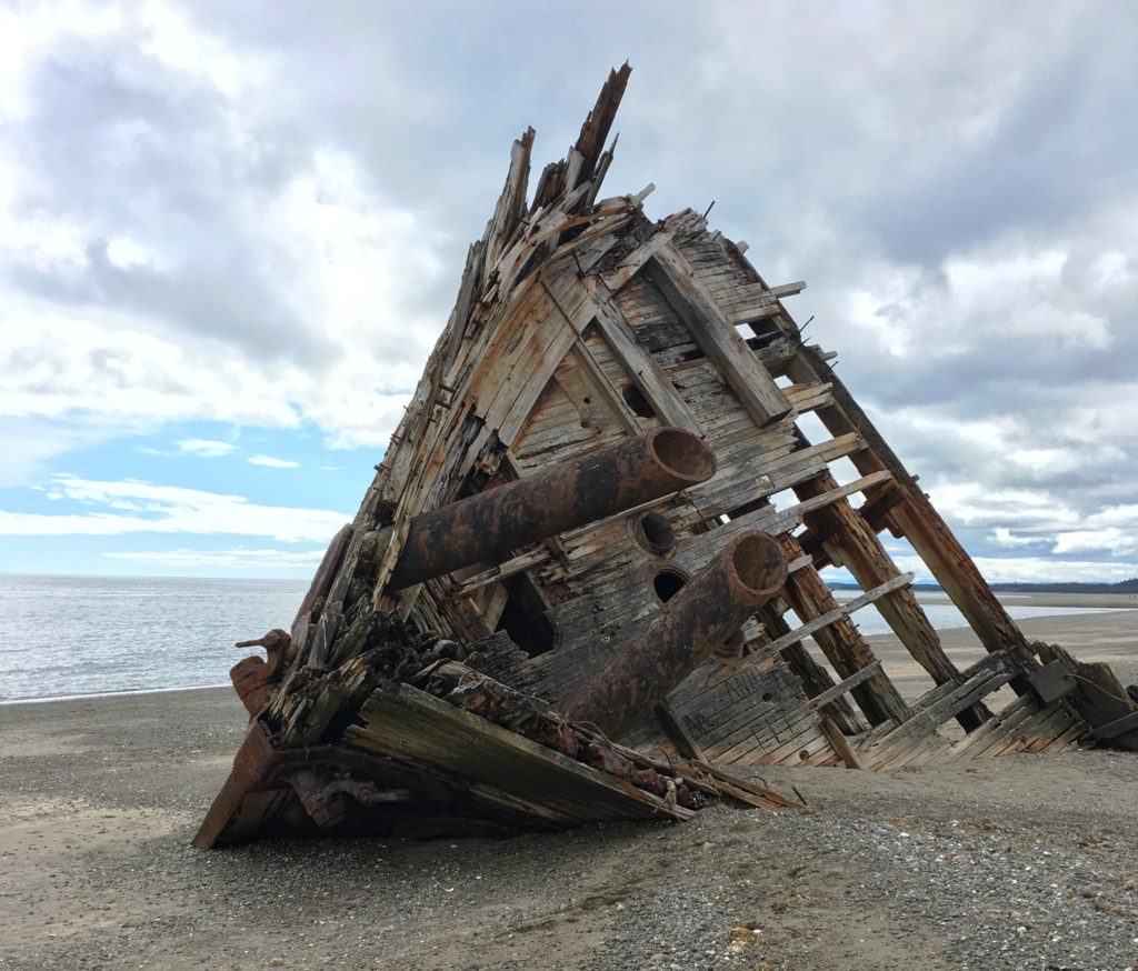 The Pesuta shipwreck on Graham Island, an apt visual metaphor for Haida Gwaii's commercial fishing industry.